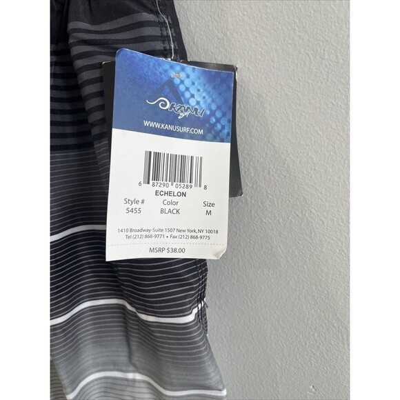 Kanu Surf Swim Trunks Mens Size: M Mesh Lining Black Gray Striped NEW‎ - Picture 3 of 5